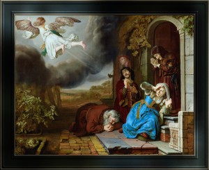 The Angel Taking Leave of Tobit and His Family by Jan Victors Old Masters Reproduction
